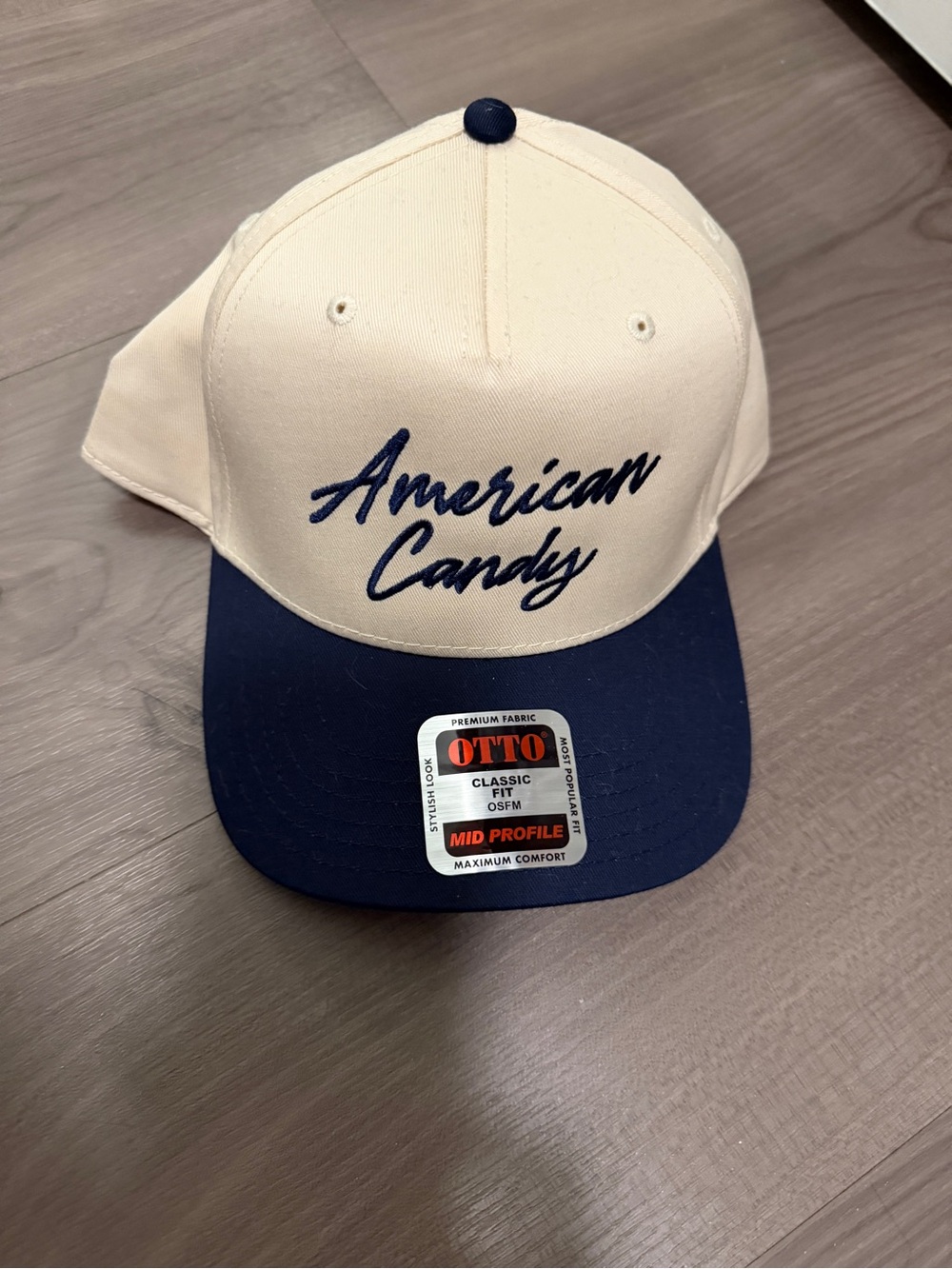 American Candy Two-Tone Baseball Cap - Navy & Cream the Maine band